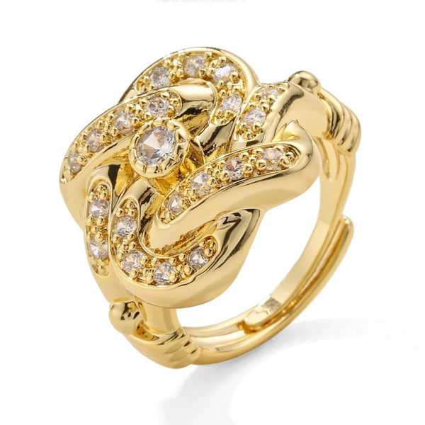 Gold Knot Ring with Stones